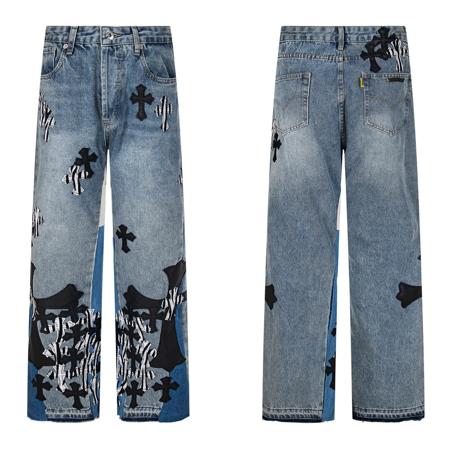 💰290 GALLERY DEPT & Chrome hearts Washed jeans with large logo and devil multi-label cross, truly restore the ultimate vintage texture, three-dimensional version, loose and comfortable, not picky about the figure, taller and slimmer, factory-made, original quality control, same style for men and women, can be matched with couples, versatile recommendation, must-have jeans for all seasons, fashionable people have been disappointed. From the quality selection of fabrics, the tailoring of details, and the matching of patterns, they are all impeccable! The upper body is so handsome when worn...it can be easily worn by men, women and children! The craftsmanship is made of heavy-duty washed pure cotton denim fabric. After washing, it is soft and thick. It is very stylish when worn on the body. Style number: 1756 Color: blue Size: 28 30 32 34 36